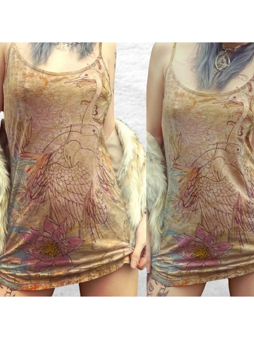 y2k weavers girl crane print camisole tank